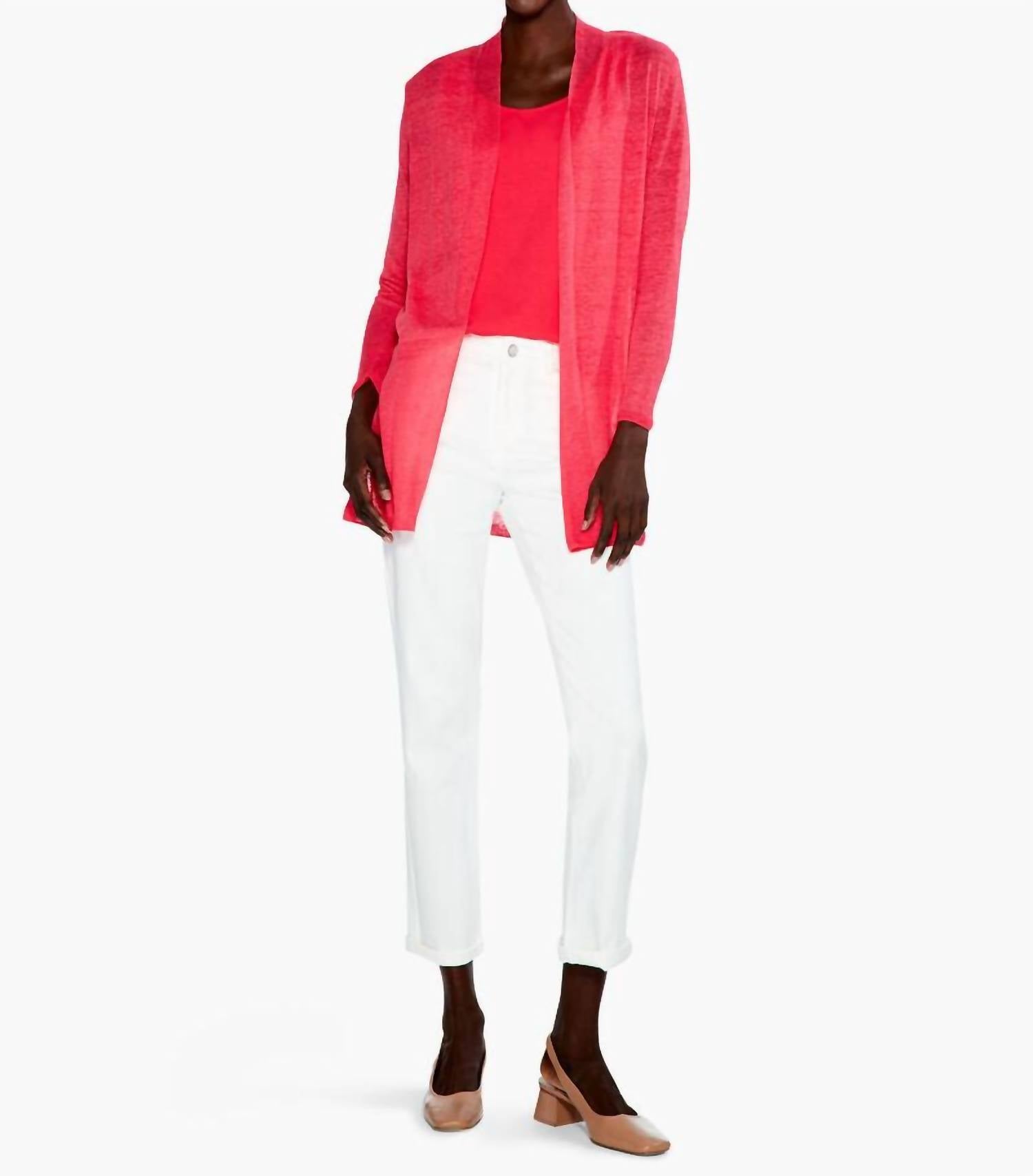 Nic + Zoe Pippa Lightweight Long Back Of The Chair Cardigan in paradise pink - women's cardigan