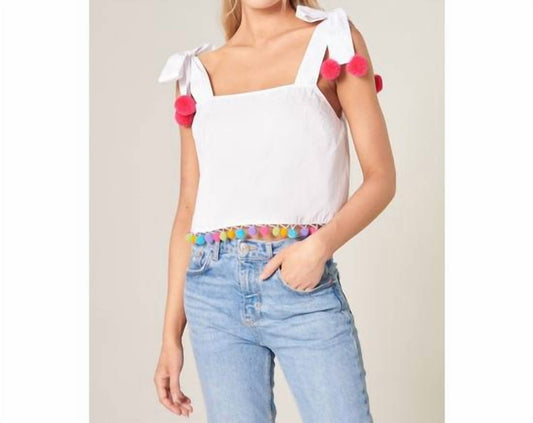 Sugarlips - Milagro Tie Strap Pom Pom Crop Top