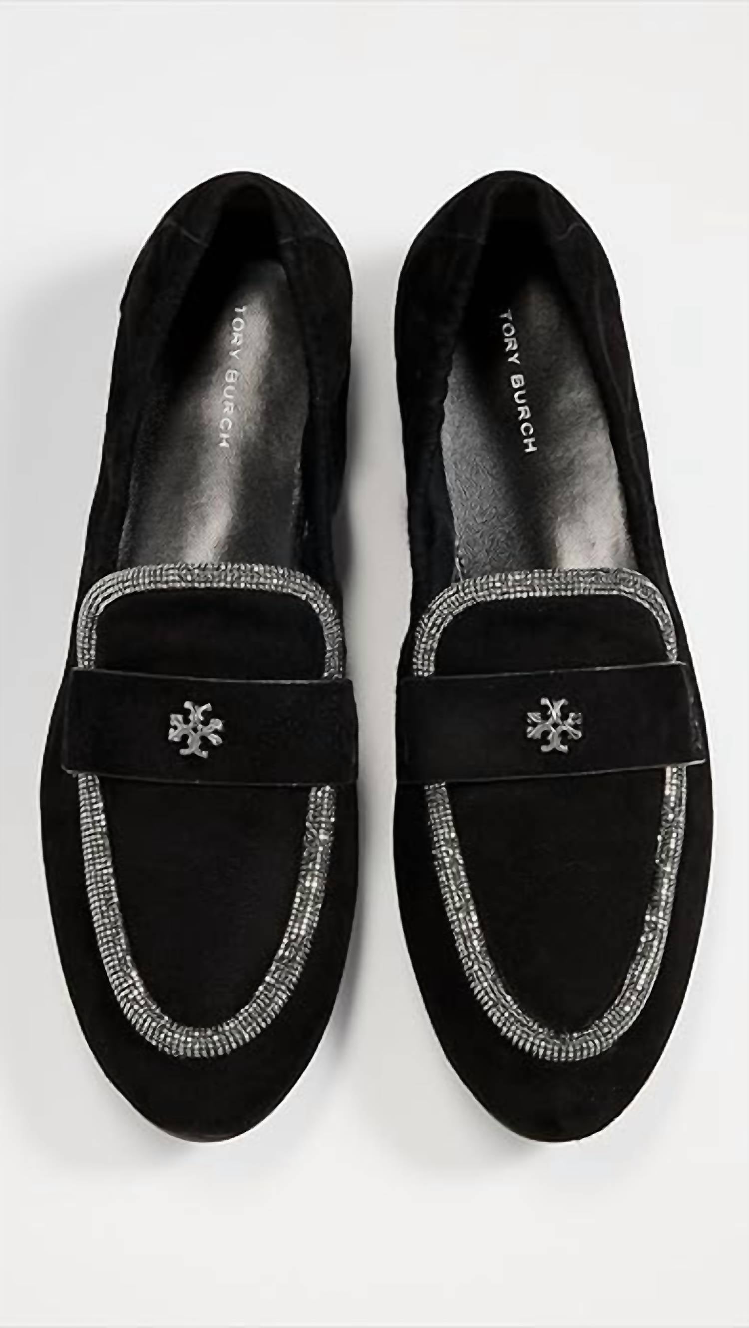TORY BURCH Women's Ballet Loafer in perfect black crystal - women's flats - detail view