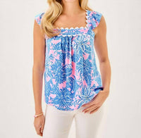 Lilly Pulitzer Gyah Sleeveless Top in blue 1 - women's blouse