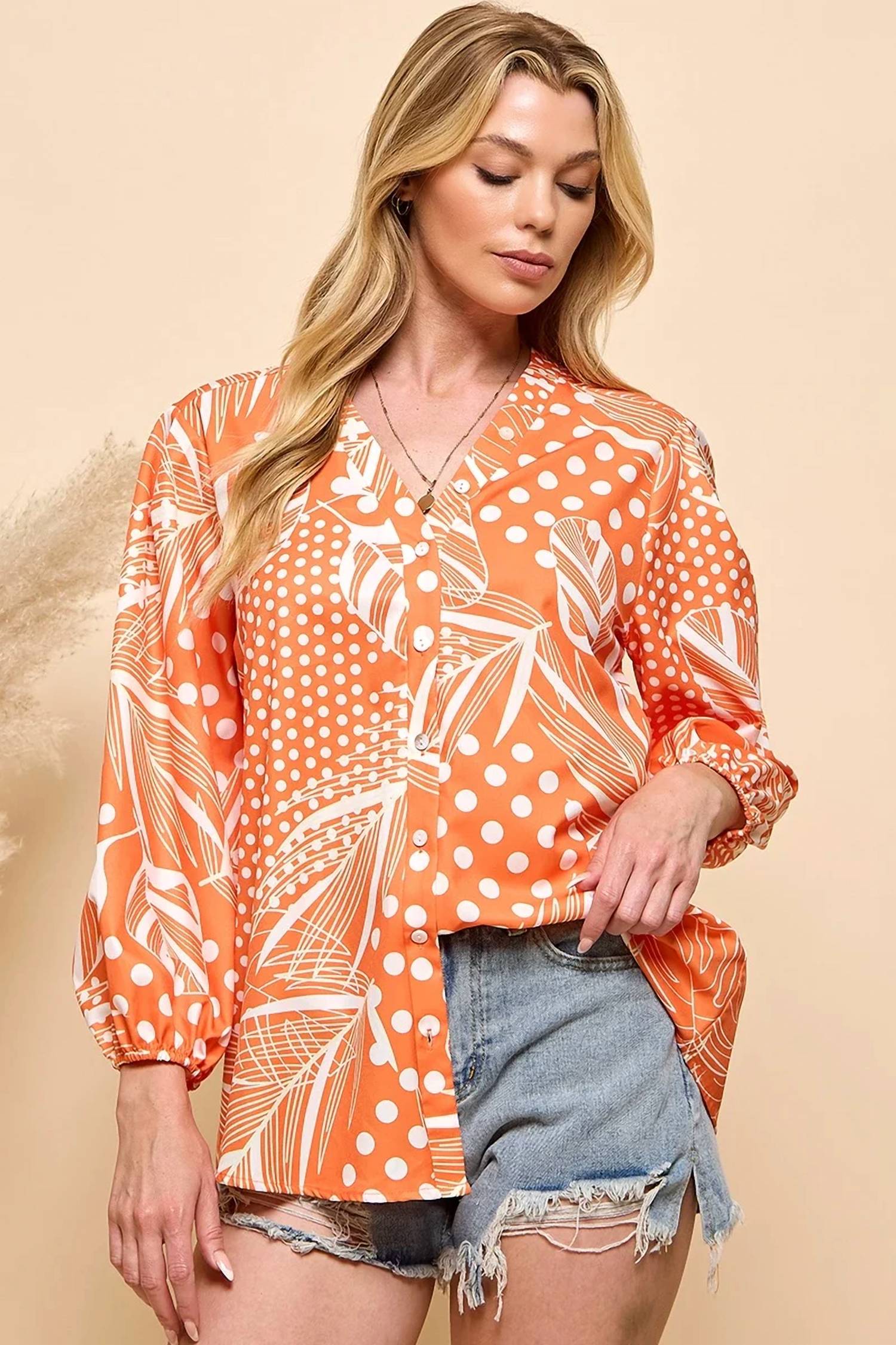 Cezele - Casual Button Closure Top