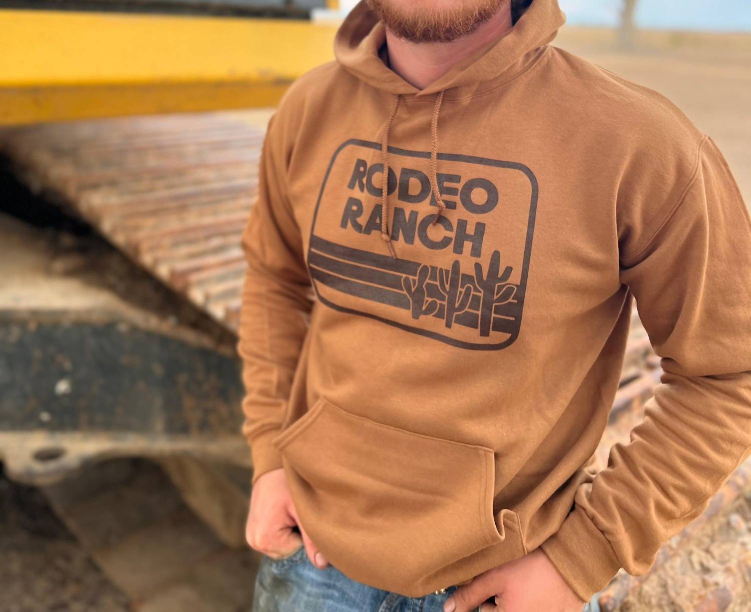 Rodeo Ranch Men's Retro Cactus Hoodie in golden pecan - women's top