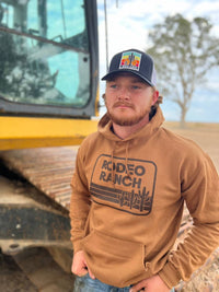 Rodeo Ranch Men's Retro Cactus Hoodie in golden pecan - women's top - detail view