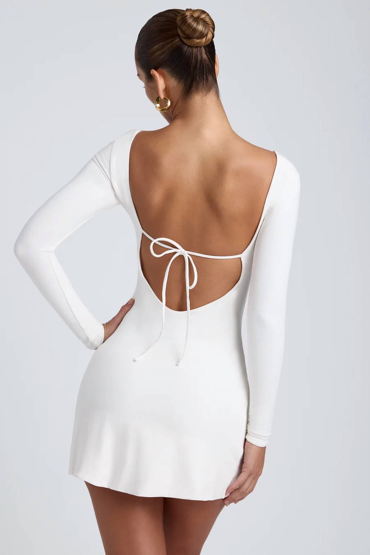Oh Polly - Hope Modal Square Neck Long Sleeve Mini Dress