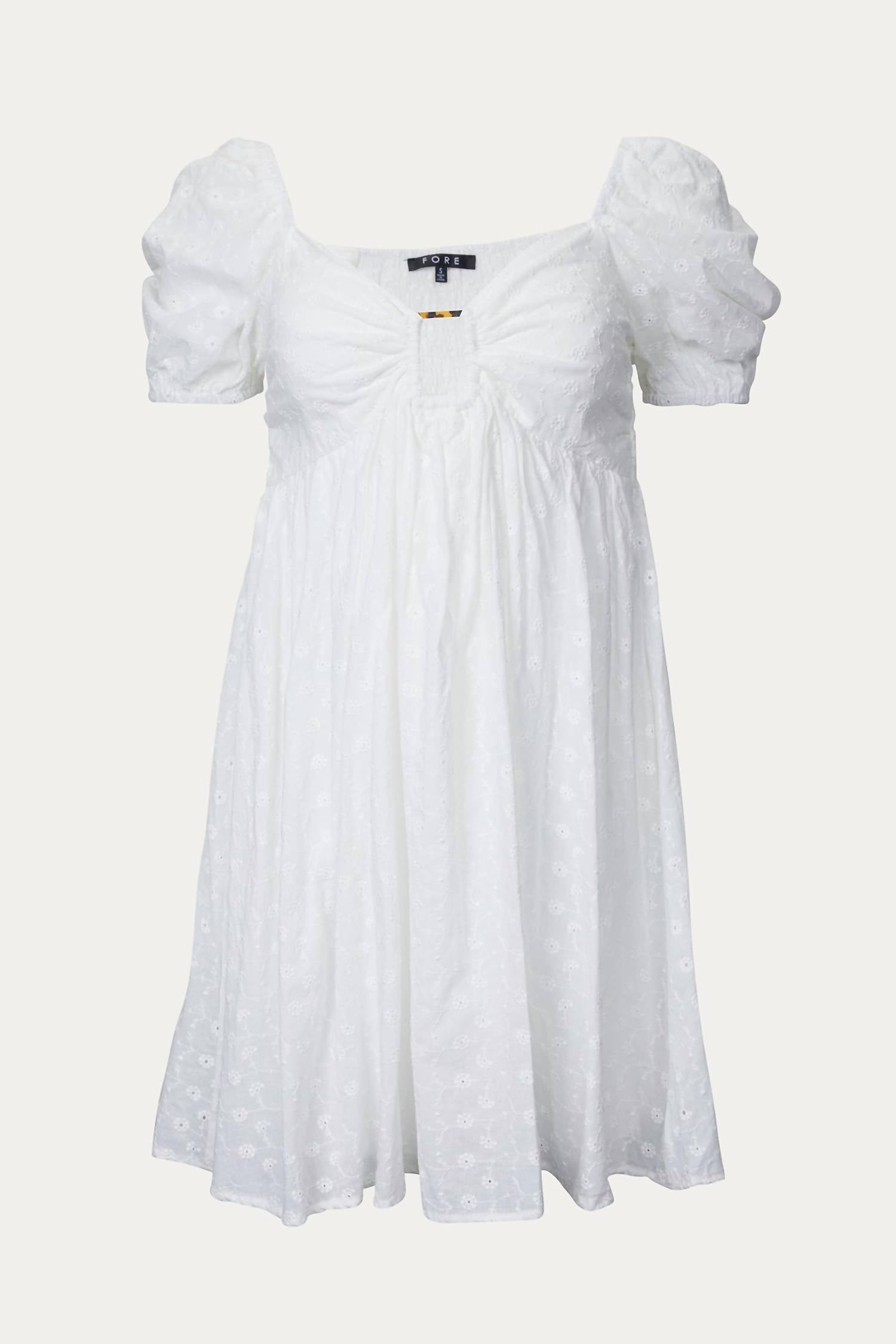 Fore - FLORAL-EMBROIDERED BRODERIE ANGLAISE MINI DRESS