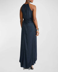 Halston - Women's Slub Micro Satin Gown
