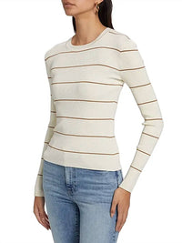 Frame - Striped Rib Crew Neck Top