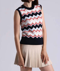 Minnie Rose - Cotton Cashmere Chevron Tank Top