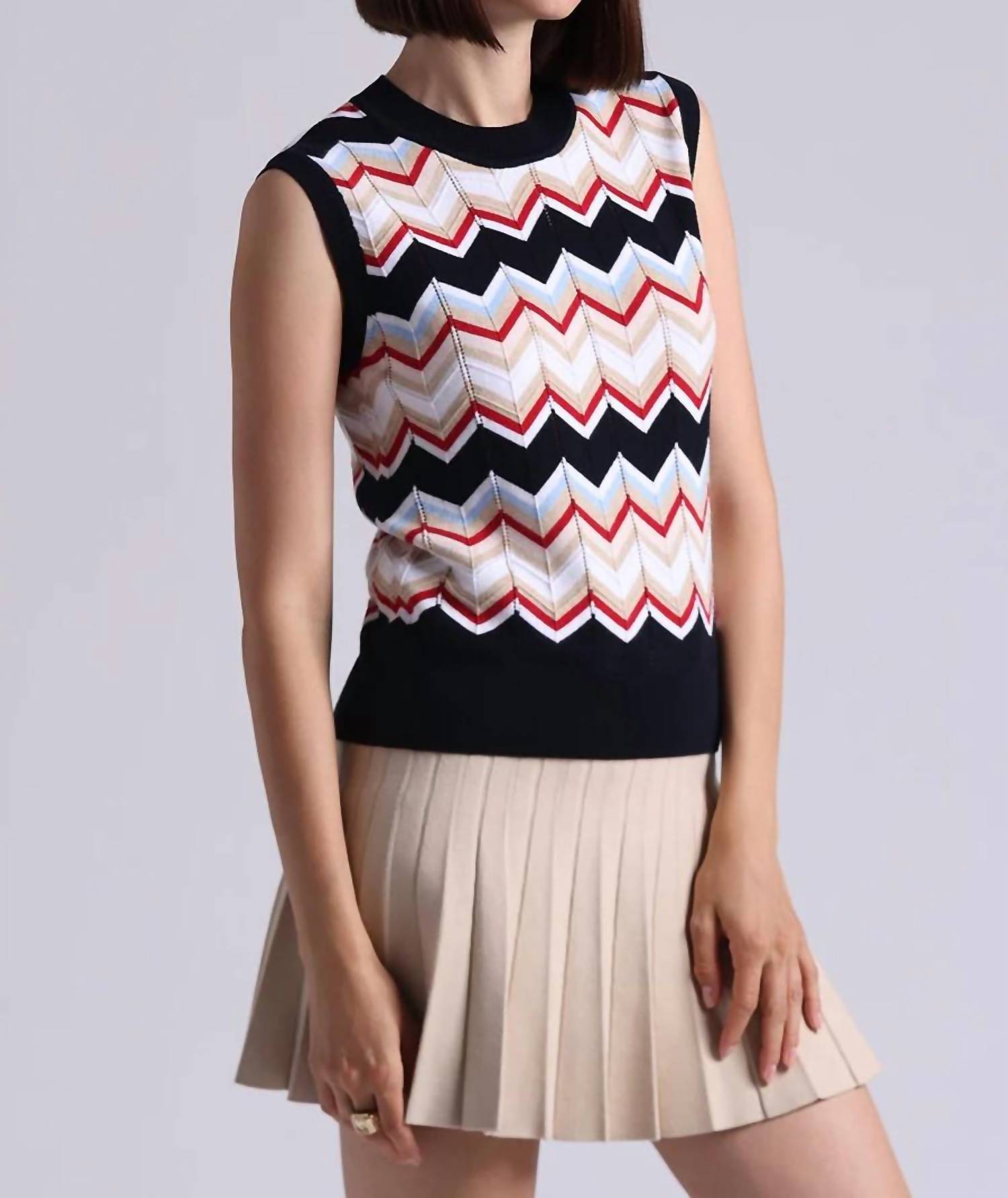 Minnie Rose - Cotton Cashmere Chevron Tank Top