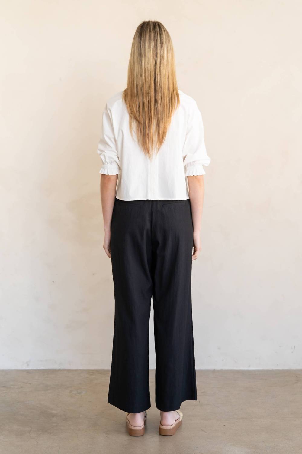 Elle Grey - Eyelet Lace Panel Button-up Blouse