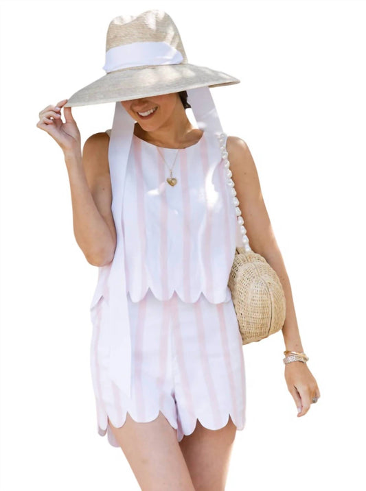 Sail To Sable - Stripe Scalloped Short Set