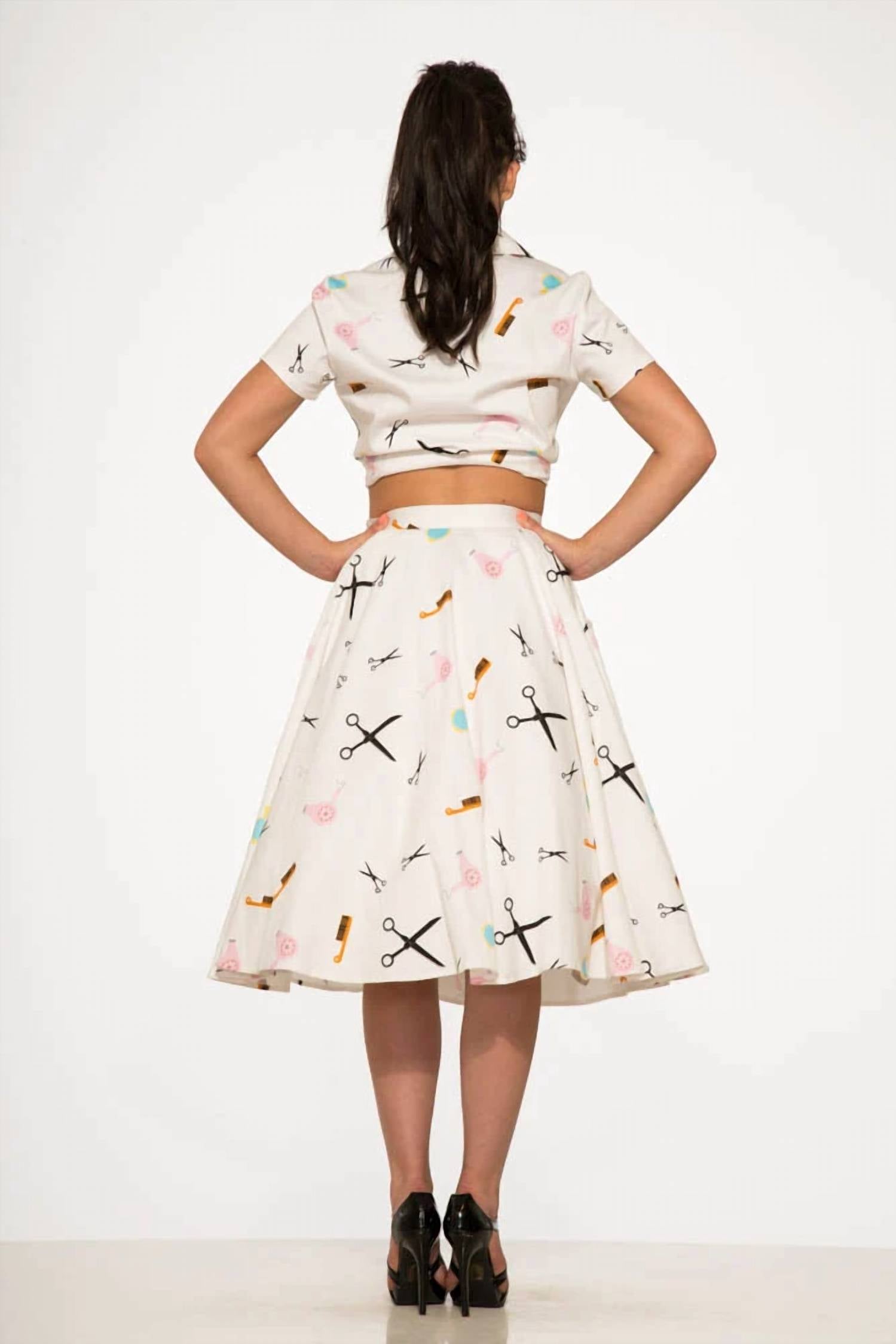 Orchid Bloom - Beauty Salon Top And Swing Skirt