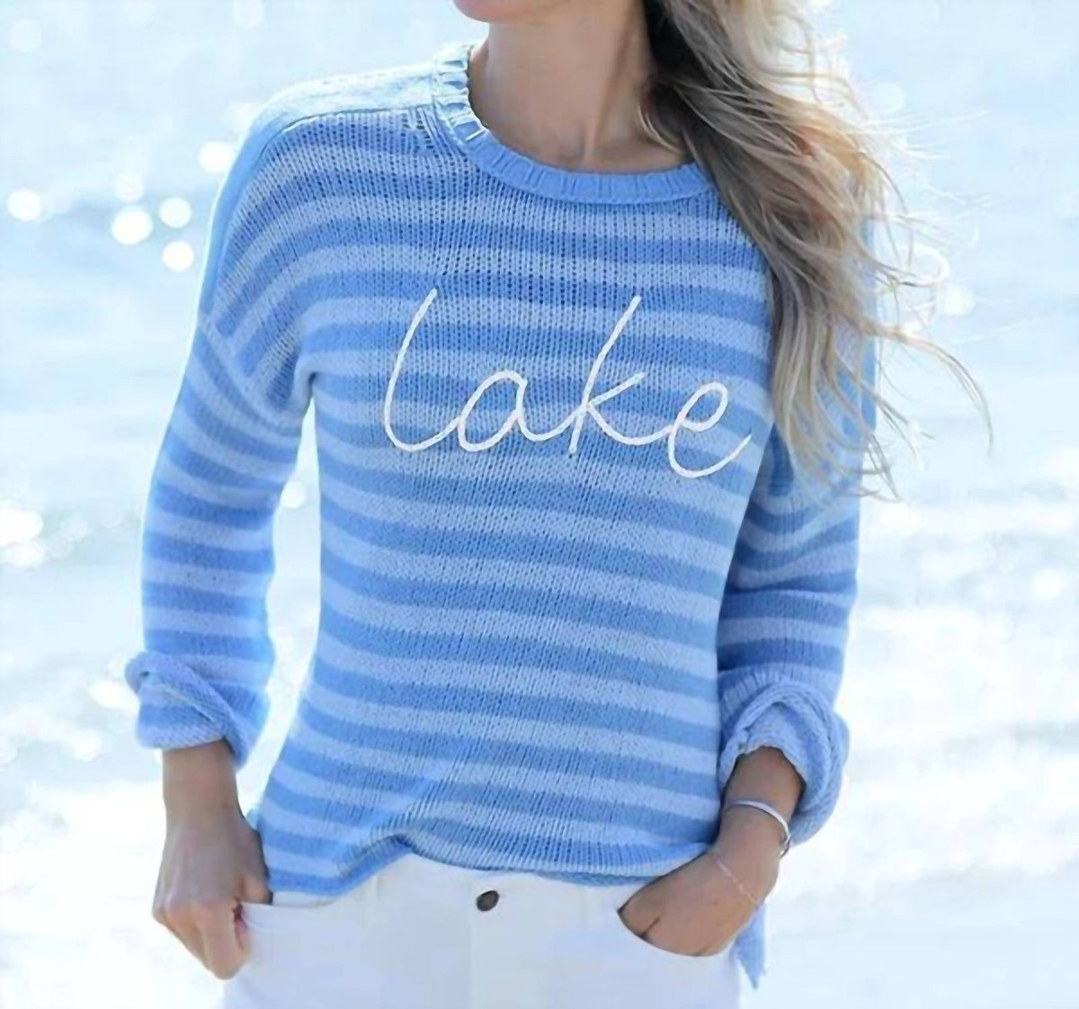 Wooden Ships - Lake Striped Crew Sweater