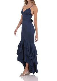 Lucy In The Sky - Satin Ruffle Fishtail Maxi Gown