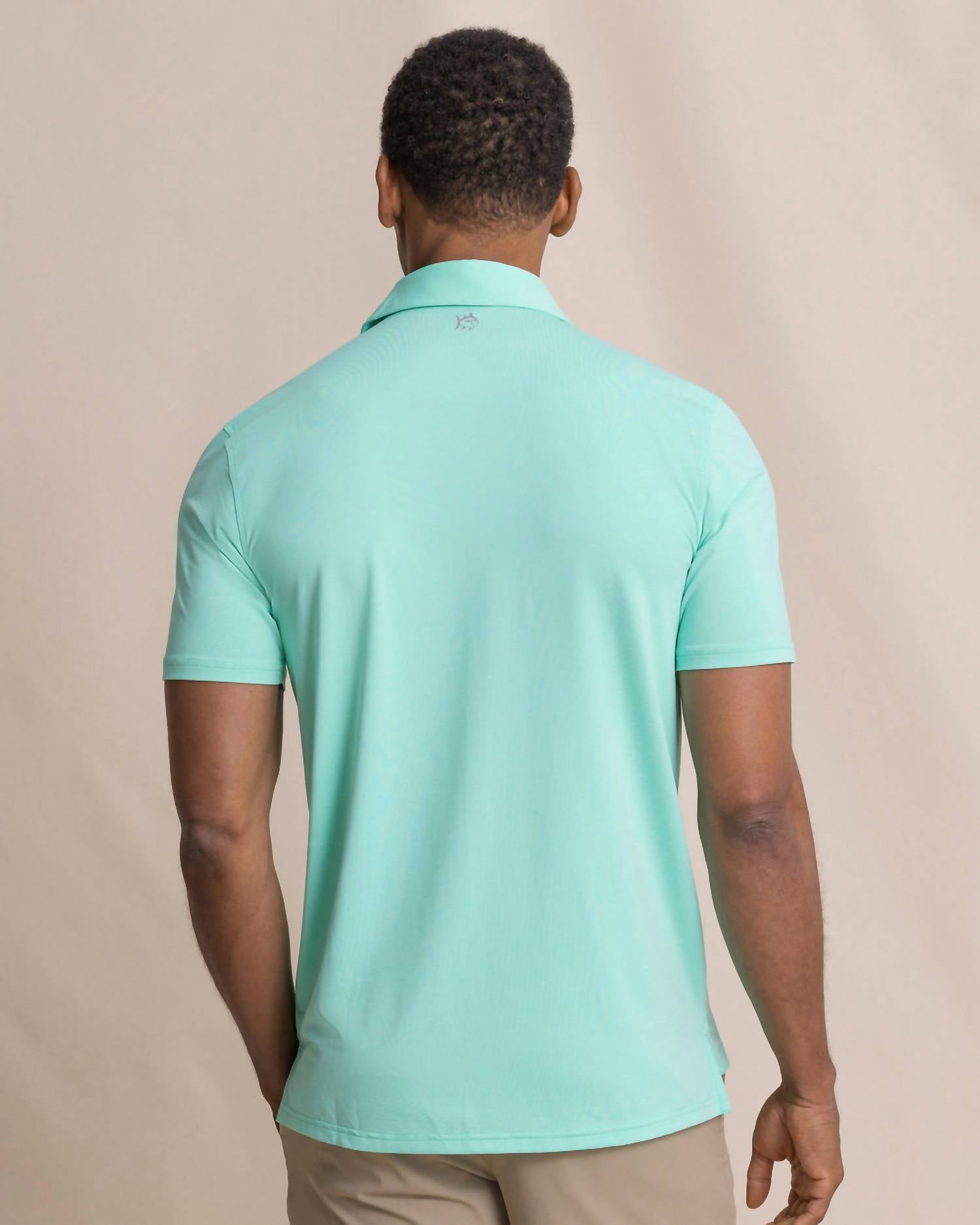 SOUTHERN TIDE Coastal Breeze Performance Polo in heather jade green - men's shirt - alternate view