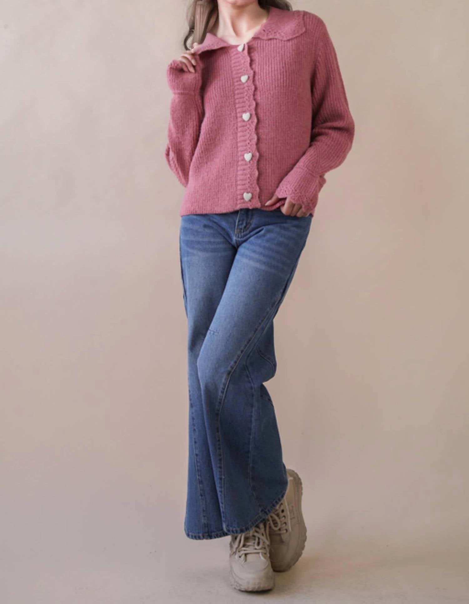 Very J - Heart Button Down Cardigan