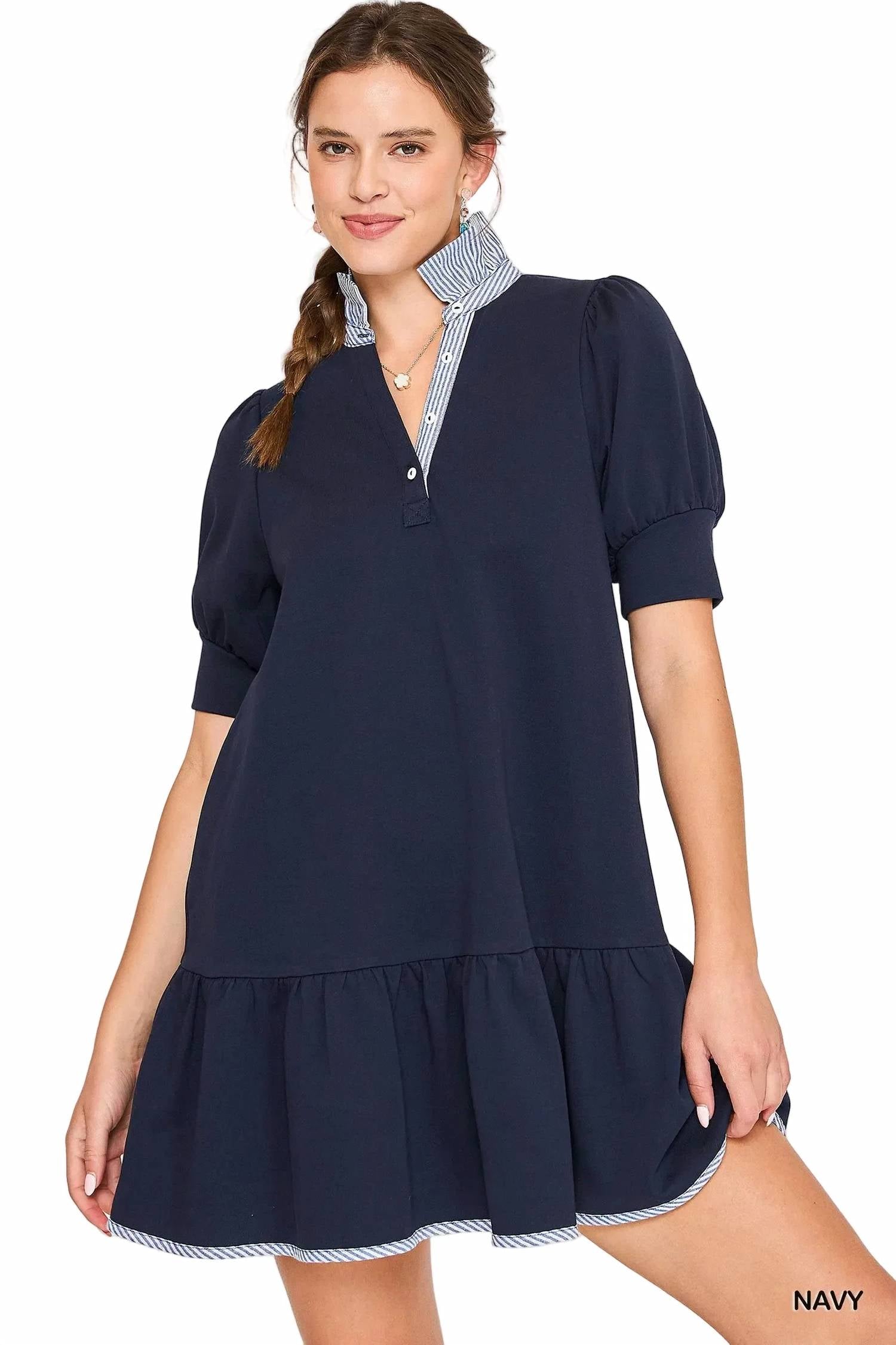 Umgee - Puff Sleeve Tiered Mini Dress
