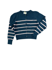Compania Fantastica Women's Striped Cardigan in navy blue - women's cardigan - alternate view