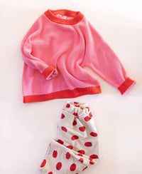 Pigeon said please Girl's Strawberry Jam Pullover in pink - kids' sweater - view 7