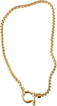 Shiqi Jewelry - Women's Horseshoe Plated Stainless Steel Box Chain Necklace