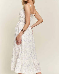 Trendsi - Adora Smocked Floral Sweetheart Neck Midi Cami Dress