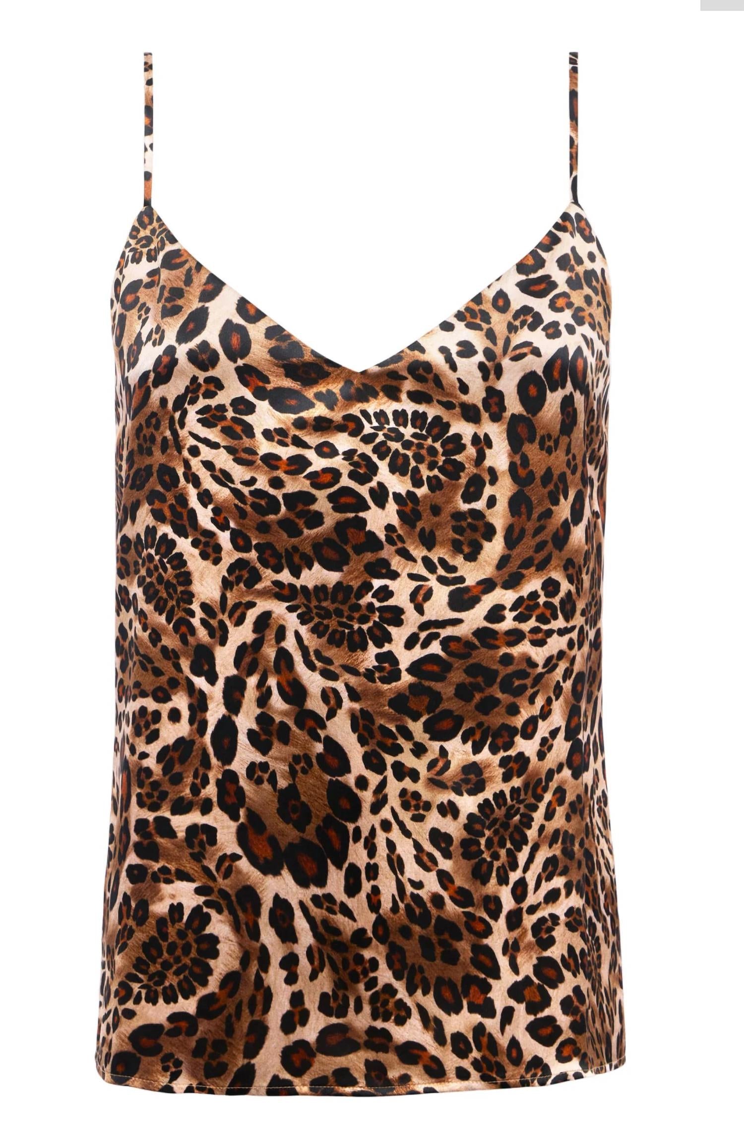 L'Agence Jane Spaghetti Strap Top in cinnamon swirl paisley leopard - women's shirt - alternate view
