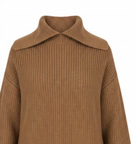 Autumn Cashmere Women's Long Sleeve Shaker Sweater in camel - women's sweater - alternate view