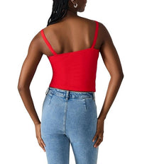 STEVE MADDEN Luana Ruched Detail Top in poppy red - women's tank top - alternate view