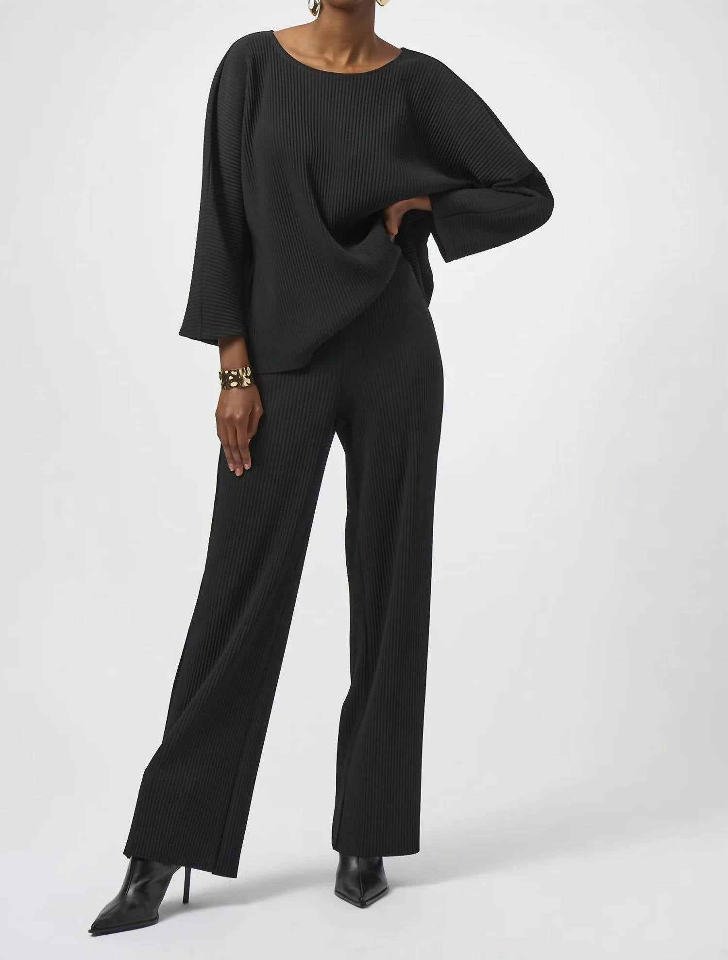 Joseph Ribkoff - Pleated Pull On Wide Leg Pants