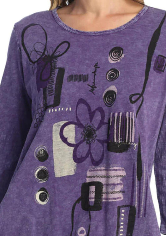 Jess & Jane - Botany Mineral Washed Cotton Georgette Contrast Top