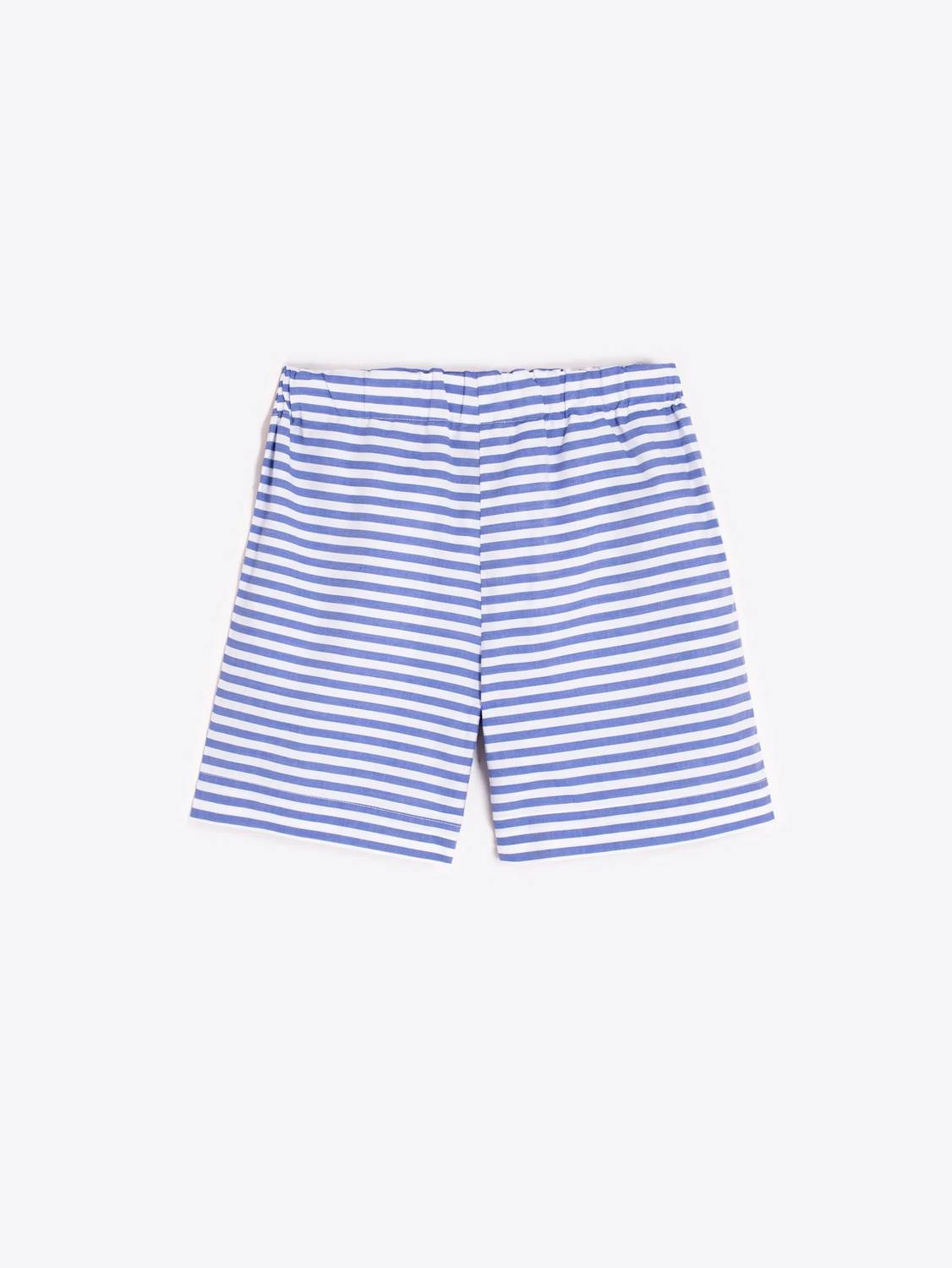 Vilagallo - Floral Embroidery Striped Shorts
