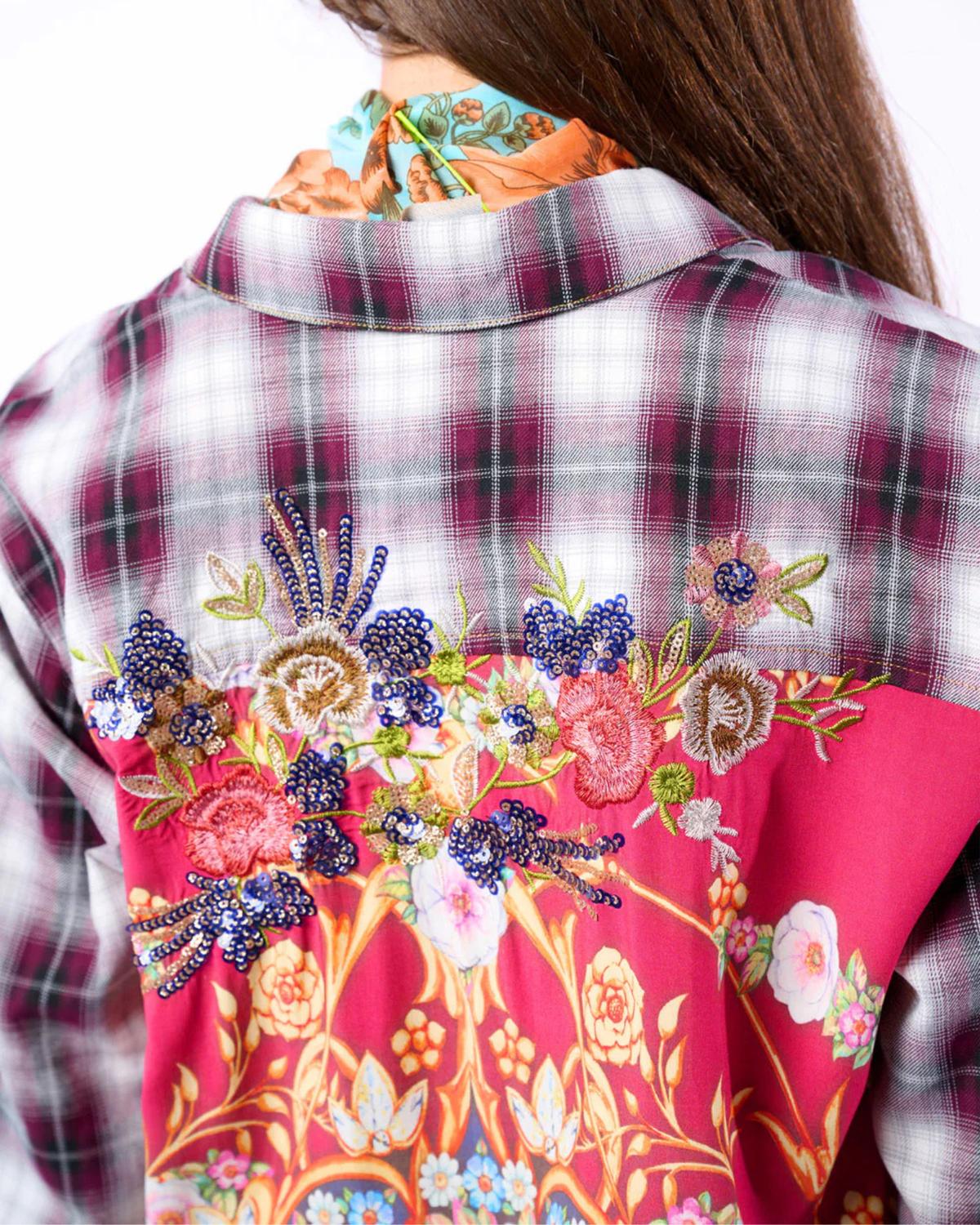 Aratta Alice Long Sleeve Button-up Top in off white wine - women's long sleeve top - alternate view