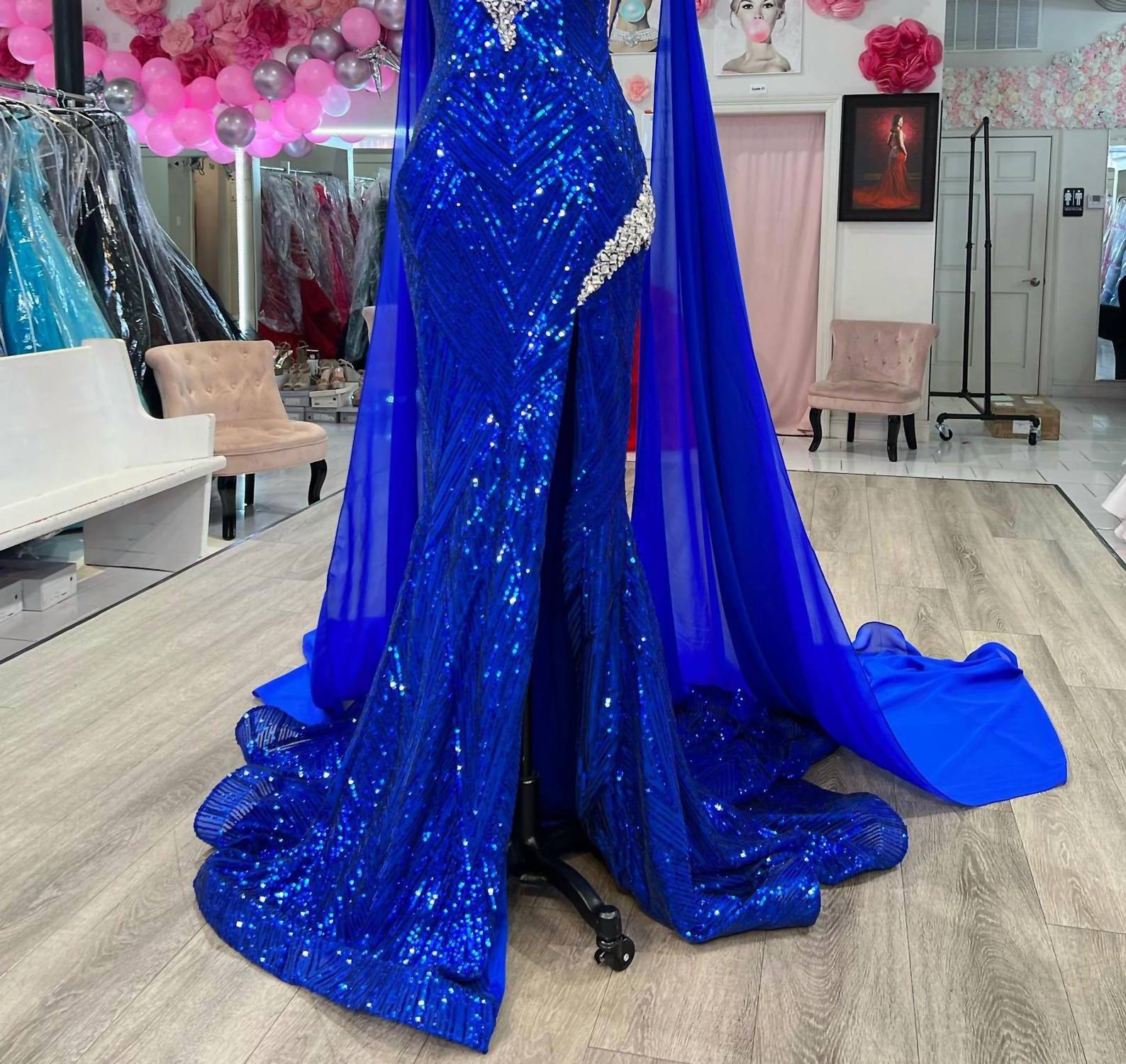 Ava Presley - Bejeweled Plunging Evening Gown