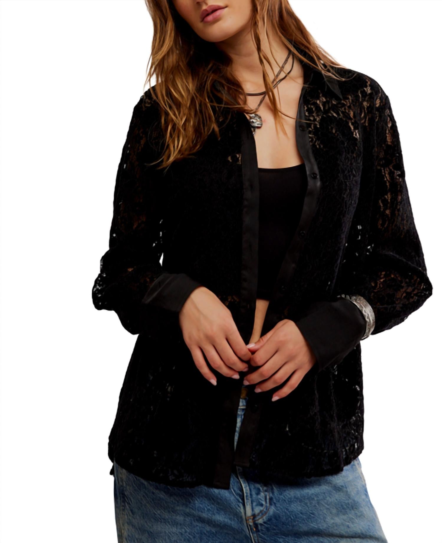 Free People Faith Button Down Shirt in black - women's shirt