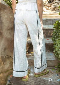 Illa Illa Abby Eyelet Wide Pants in white - women's pants - detail view