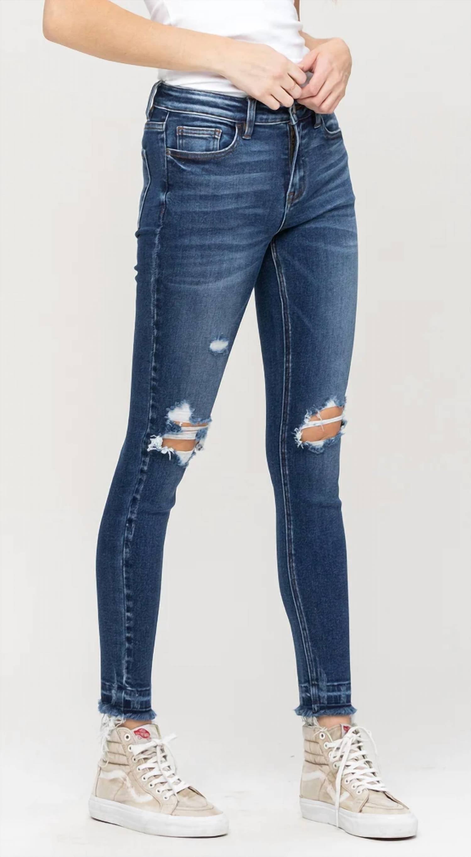 Vervet By Flying Monkey - Distressed Mid Rise Frayed Hem Jean