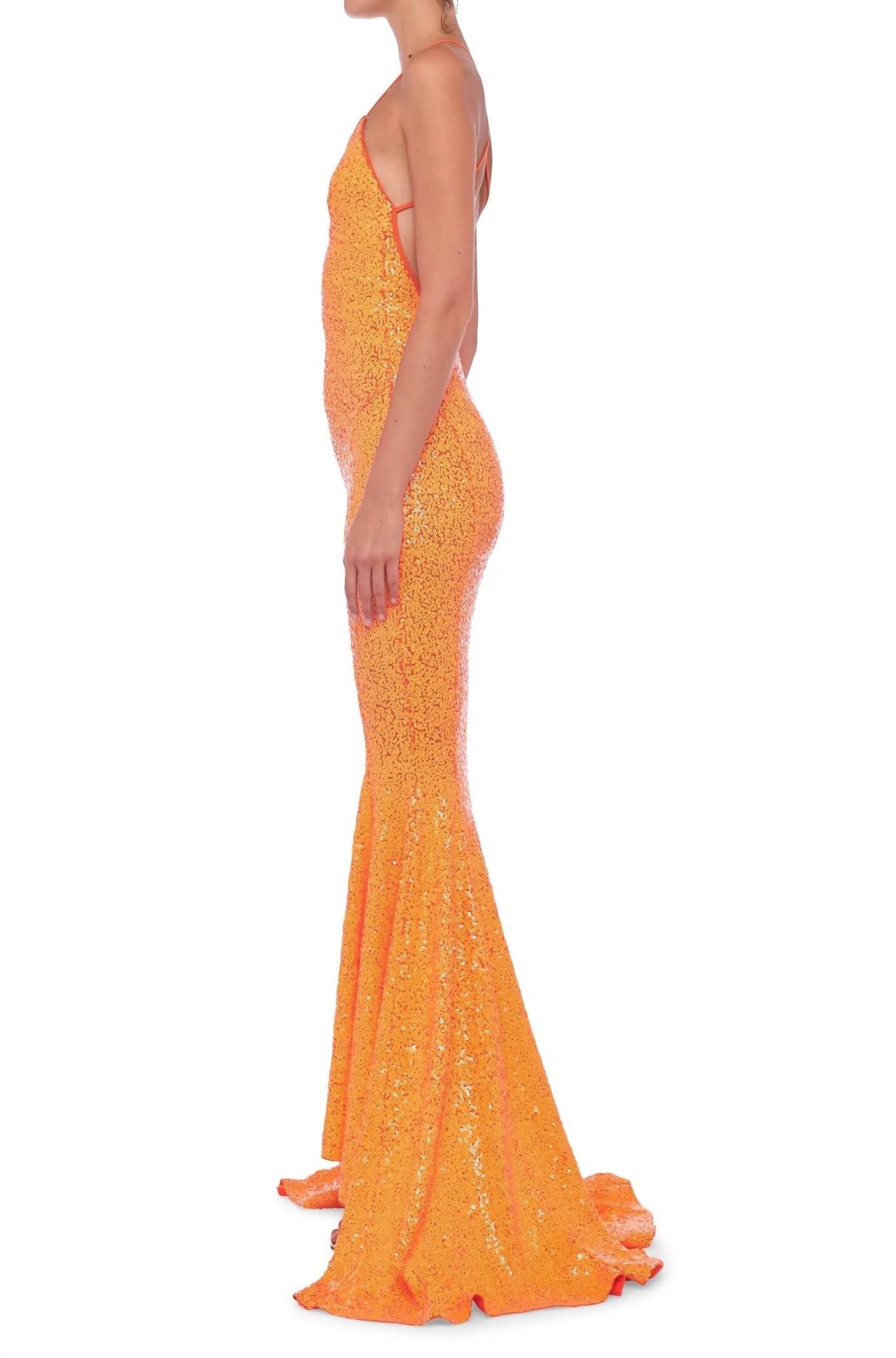 Norma Kamali - Sequin Low Back Slip Mermaid Fishtail Gown