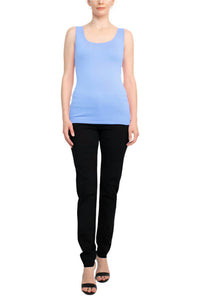 Alberto Makali - Scoop Neck Sleeveless Solid Spandex Top