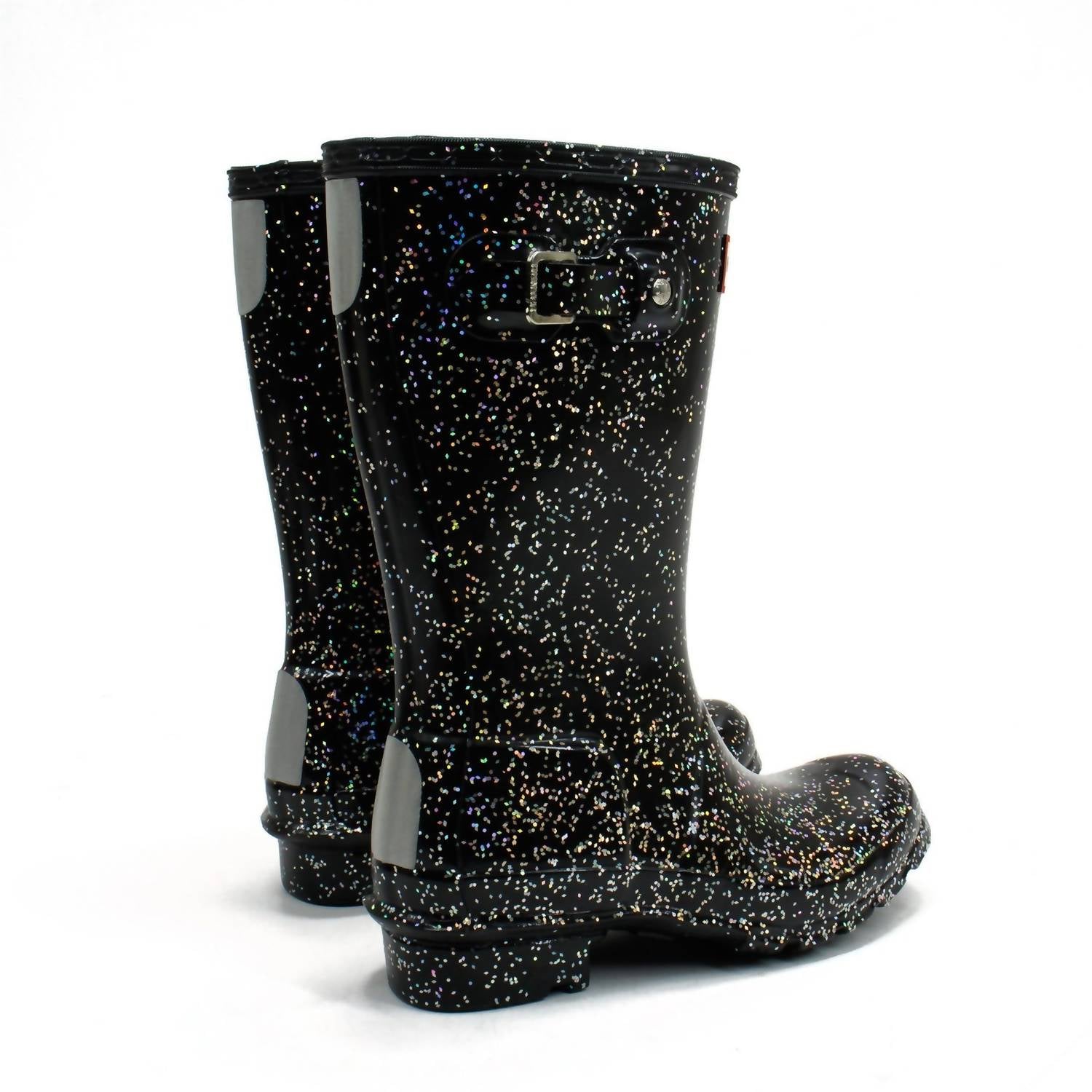 HUNTER Boys Giant Glitter Rain Boots in black - kids' shoe - detail view