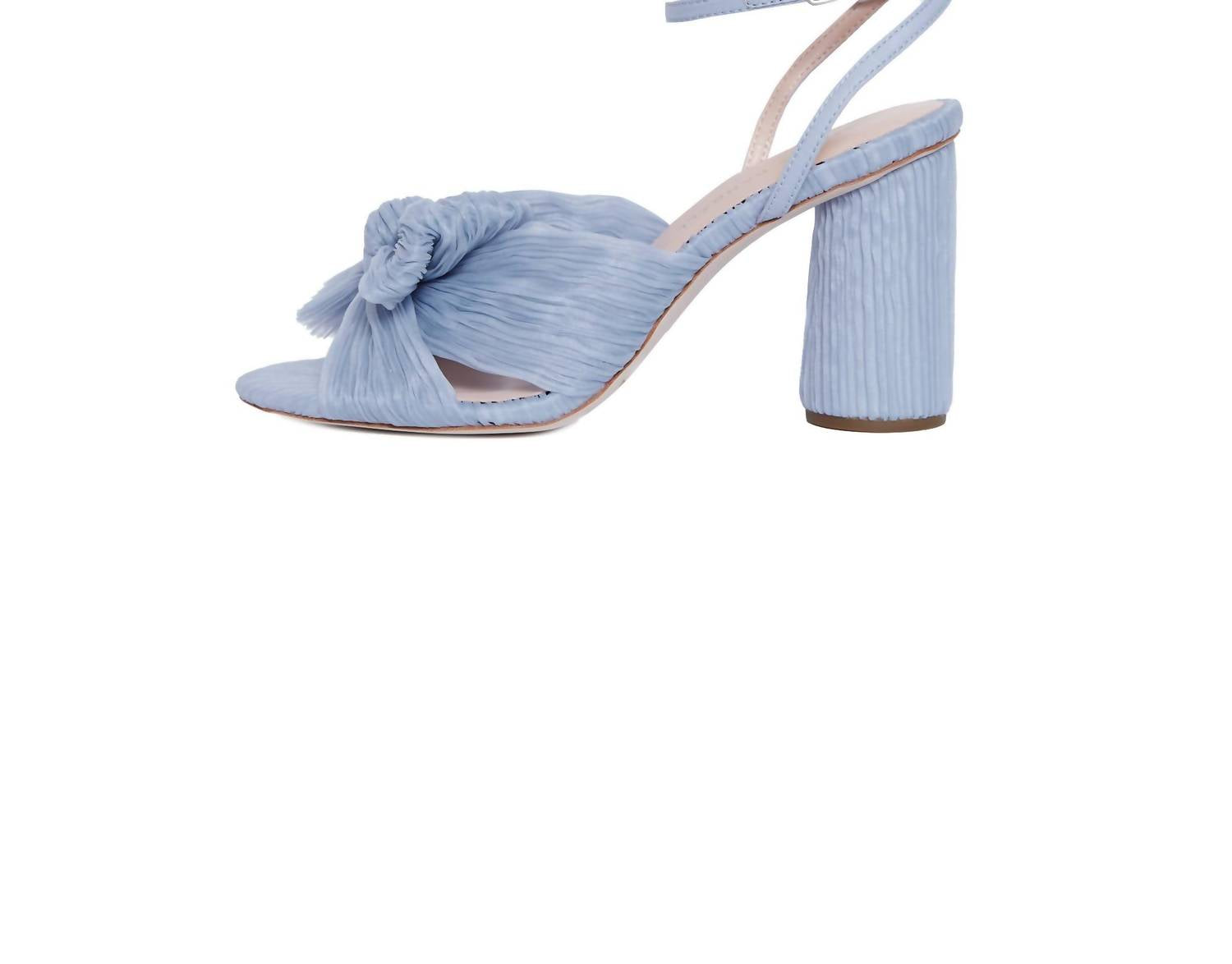 Loeffler Randall Women's Camellia Pleated Bow Heel in blue - women's heels - detail view