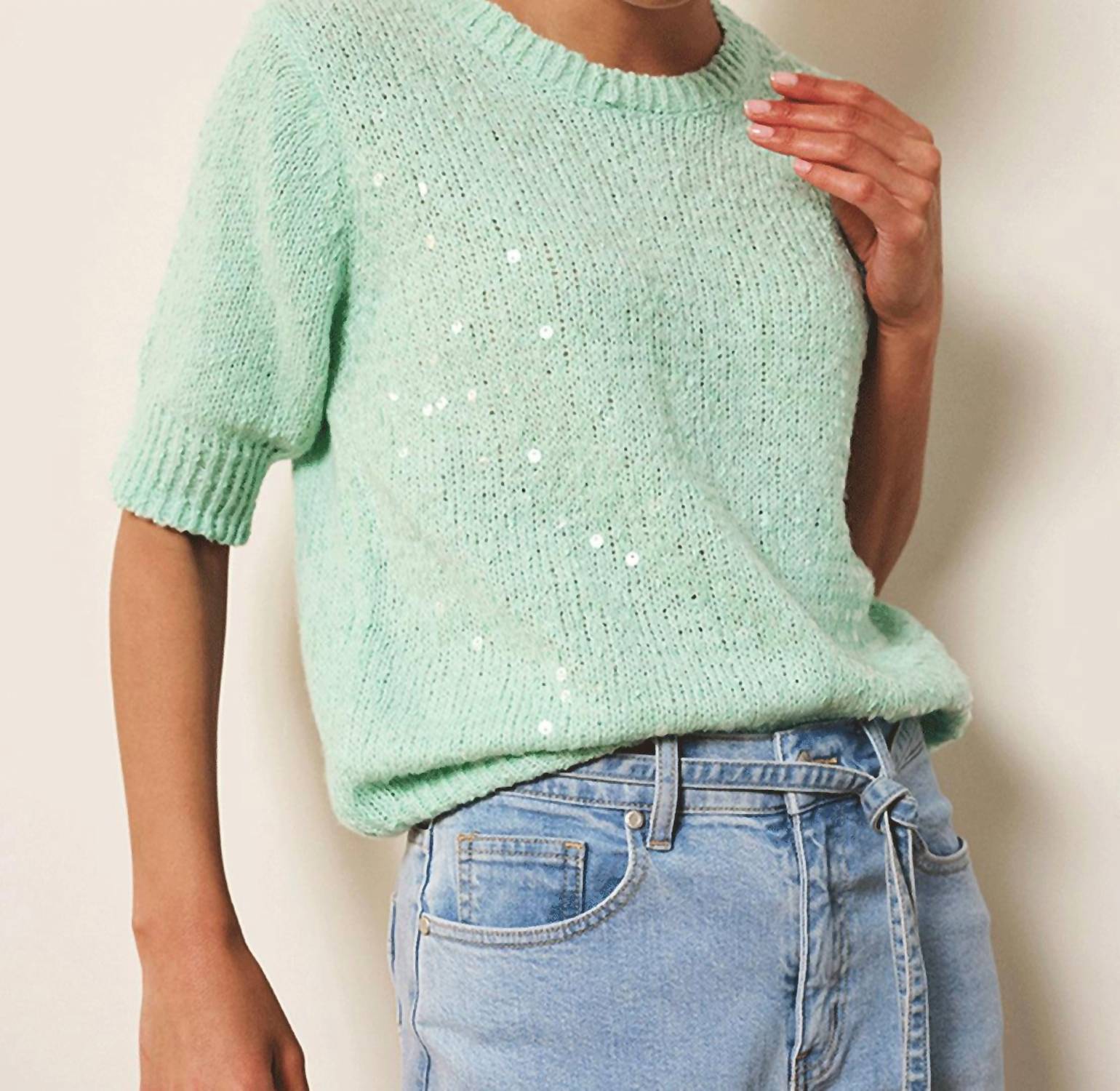 Esqualo - Sequin Short Sleeve Sweater