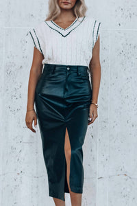 Mustard Seed Times Square Leather Midi Skirt in green - women's skirt - detail view