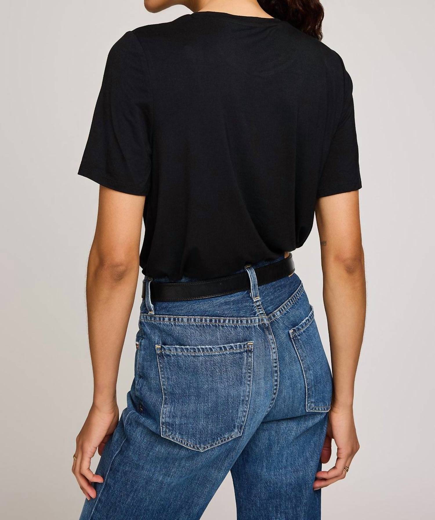 Gentle Fawn Brielle Crew Neck T-shirt in black - women's t-shirt - detail view