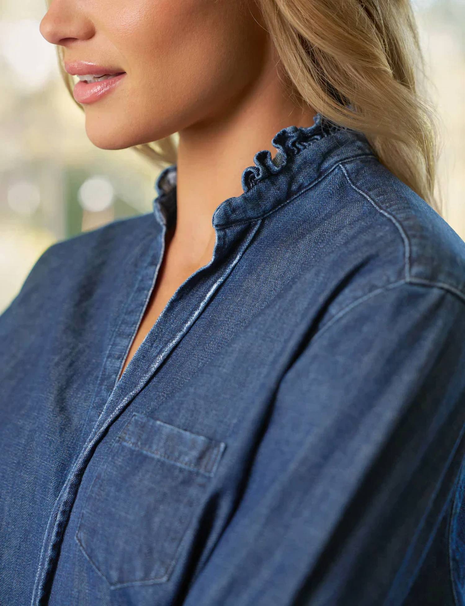 Frank & Eileen - Eileen Ruffle Collar Button-up Shirt
