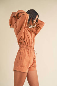 Mable - Long Sleeve Button Down Hoodie Romper