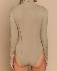 Pol - Crotch Snap Button Turtle Neck Ribbed Bodysuit