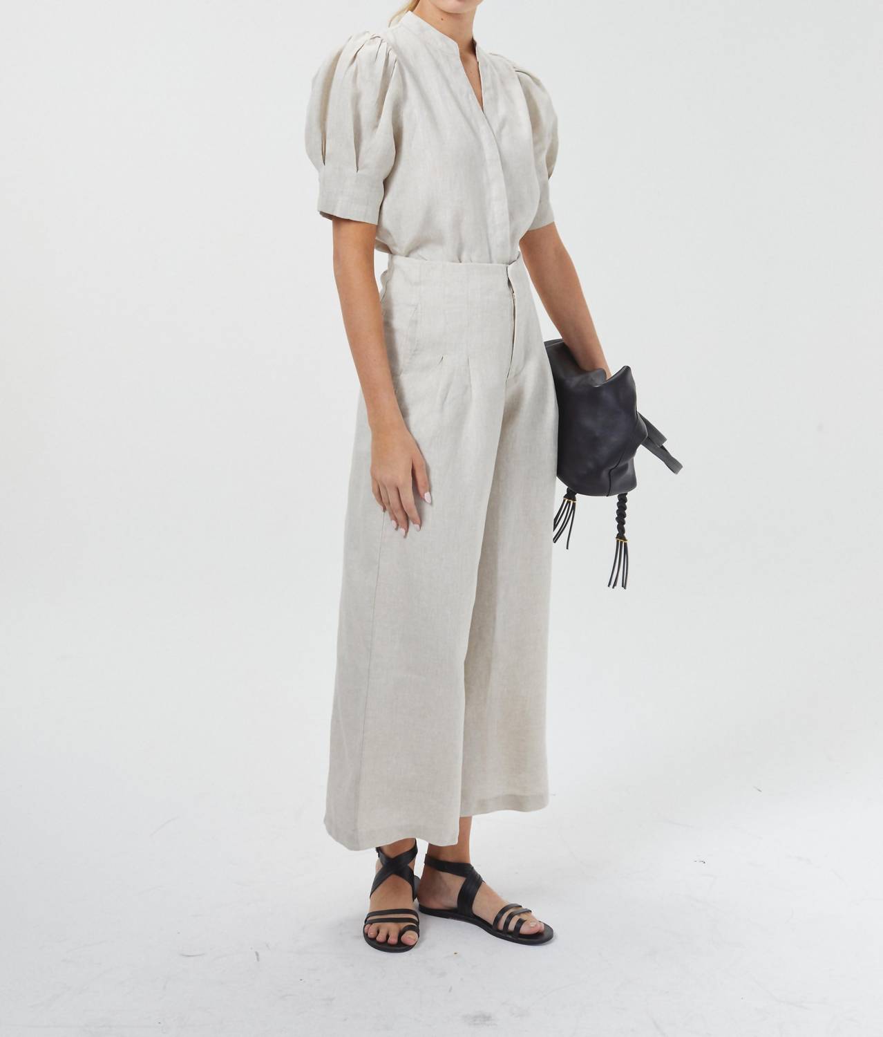 lanhtropy Culotte Linen Pants in natural - women's pants - alternate view