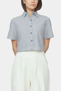 7115 By Szeki - Striped Cropped Shirt