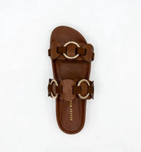 Azalea Wang - Women's Miranda Leather Slide Sandals