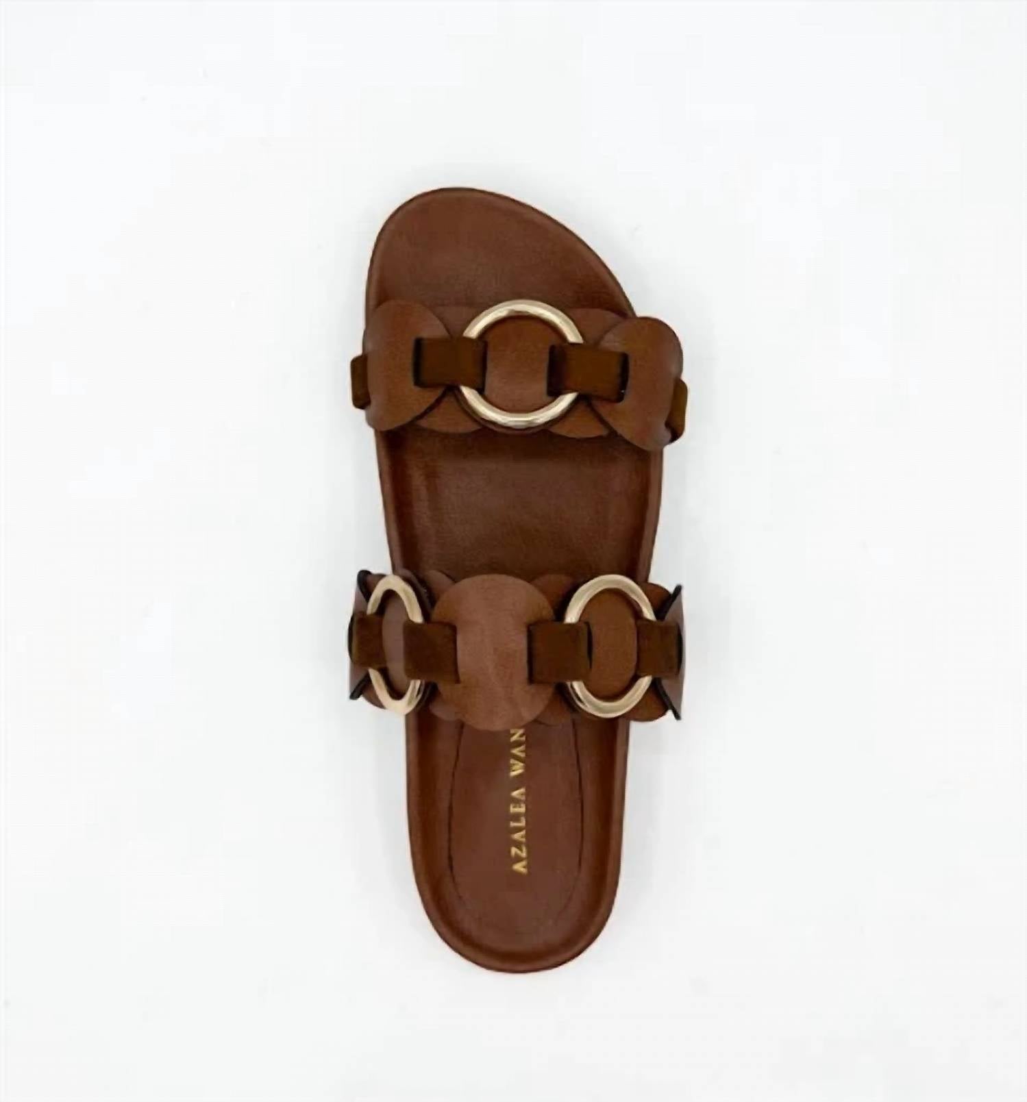 Azalea Wang - Women's Miranda Leather Slide Sandals